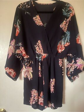 Floral Wrap Romper in Navy, NEW, L/XL